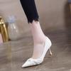 Ladies Pumps Thin Heels With Bow Women's Shoes Stripper Black Social Novelties Shoe E Non Slip Stylish Korean Style On Sale