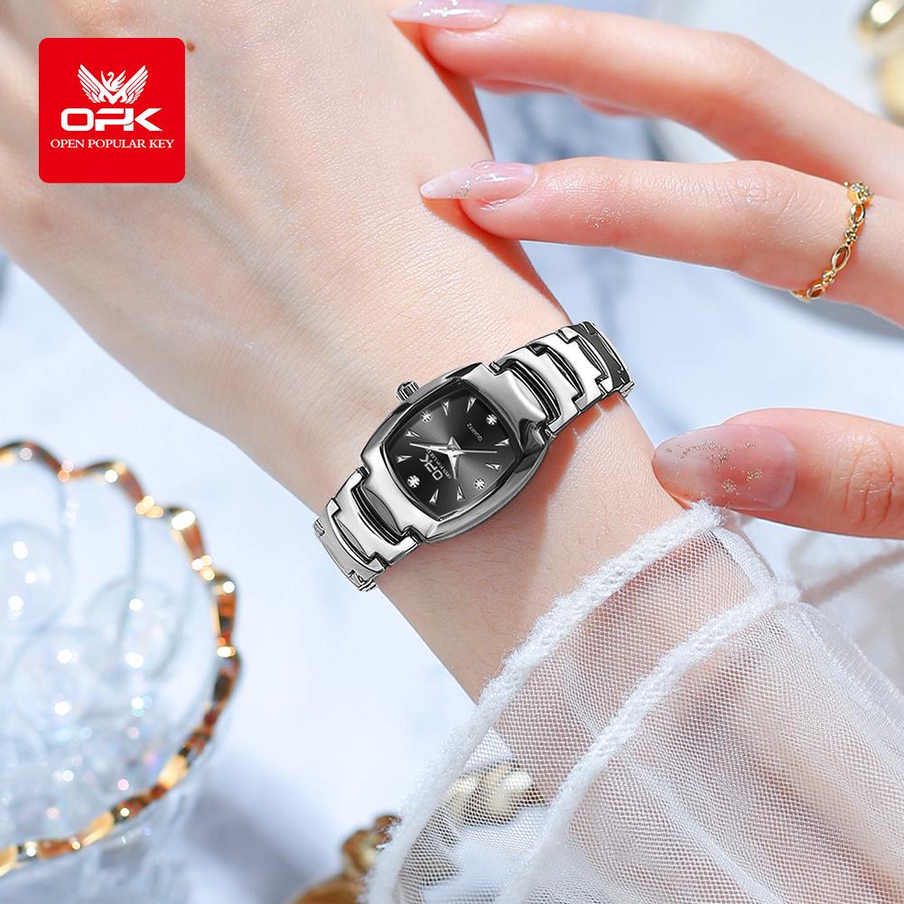 OPK 8112 Women's Quartz Watch Barrel Shaped Steel Belt Waterproof
