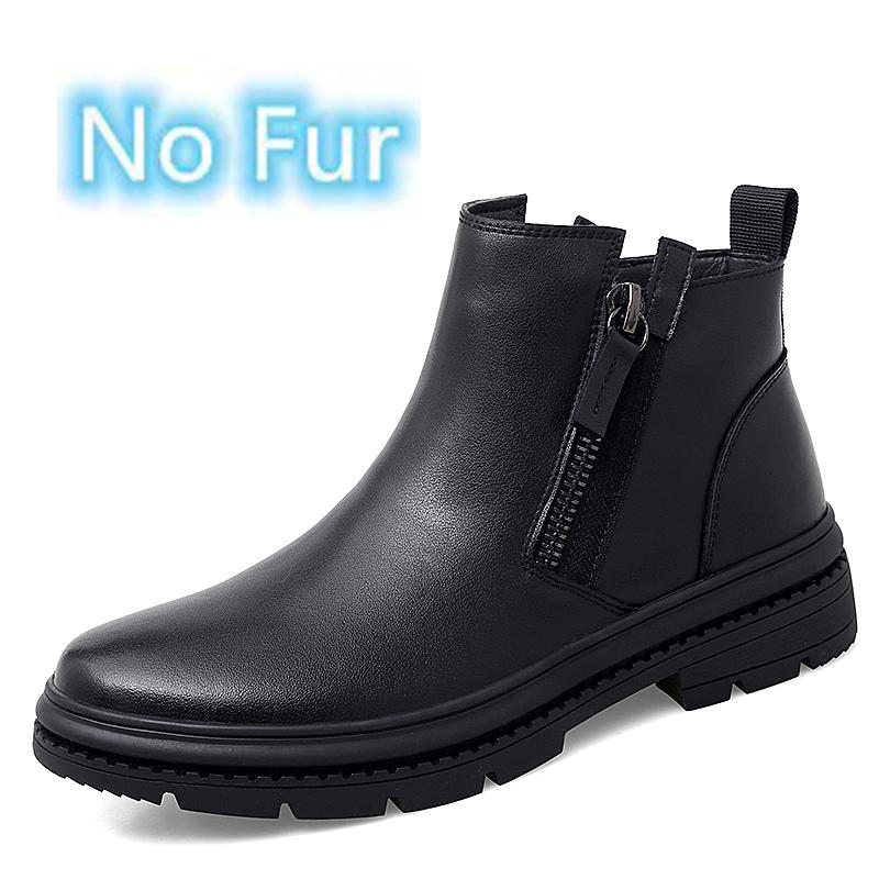 Модные мужские ботинки челси, ботильоны из натуральной кожи, мужские ботинки в британском стиле, боковая молния, мужская обувь, зимняя плюшевая обувь для снега