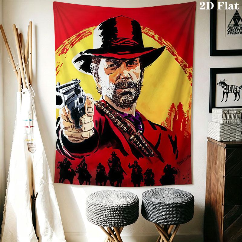 Red Dead Redemption Wall Hanging Printed Fabric Blanket Decorative Tapestries for Bedroom Living Room Home Decor