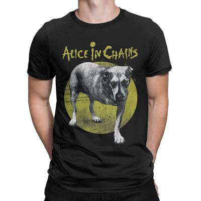 Новинка Футболки с собакой группы Alice in Chains Мужские Женские Хлопковые Футболки с Круглым Вырезом Музыка Хэви-метал Короткий Рукав Одежда Больших Размеров