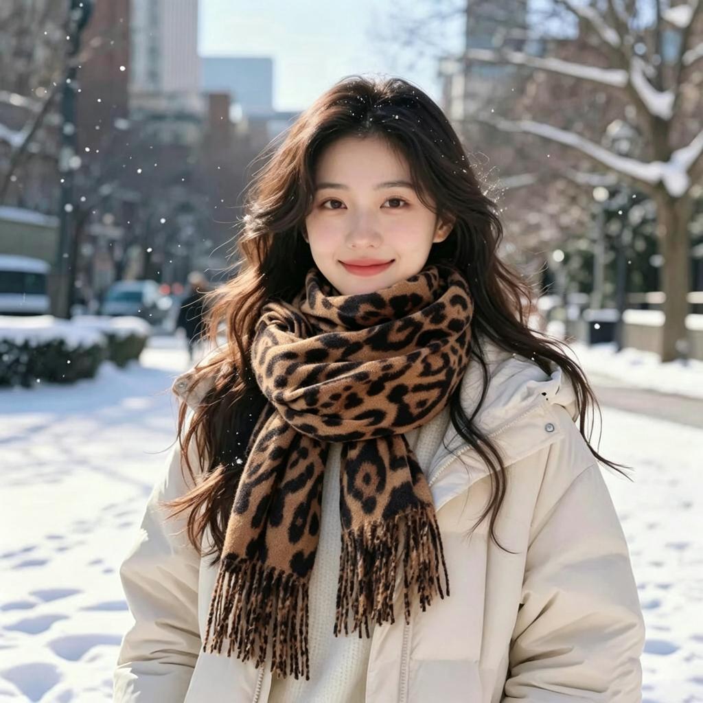 Harbin Tourism Blue Scarf Women's Autumn and Winter Atmosphere Advanced Warm Equipment Northeast Wear Scarf