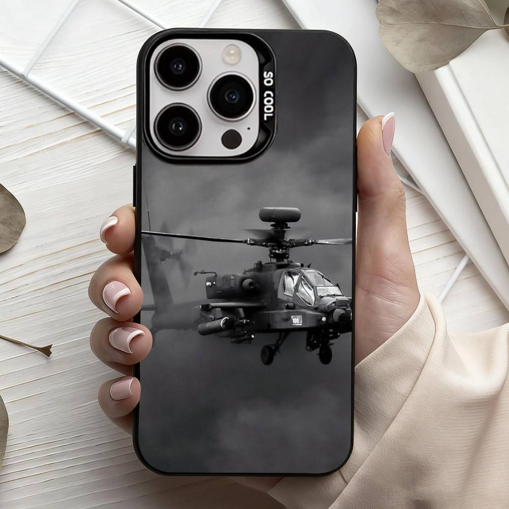 Чехол для телефона Apache AH-64 Helicopter G-Gunships для iPhone17,16,15,14,13,12,11 Plus,Pro Max Черный Конфетный серебристый чехол для телефона