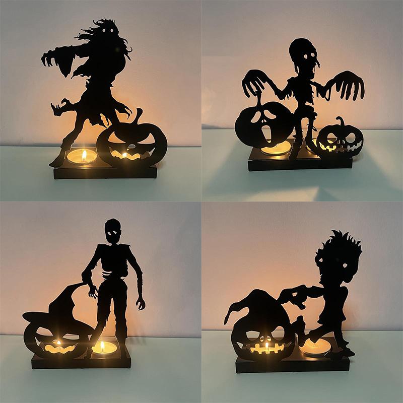 Железный художественный полый подсвечник в виде тыквы, лампа в виде тыквы, скелет, подсвечник