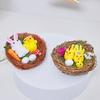Easter Fur Chicks Mini Plush Simulation Chick Bunny Ornament with Nest Furry Animals Toy Easter Egg Filler for Kids DIY Home Garden Decoration