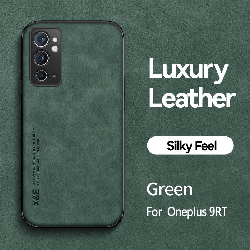 Для чехла Oneplus 9RT Роскошная кожаная текстура Автомобильный магнитный держатель Подставка Чехлы для телефона Для One Plus 9RT 9 RT MT2110 6.62" Задняя крышка