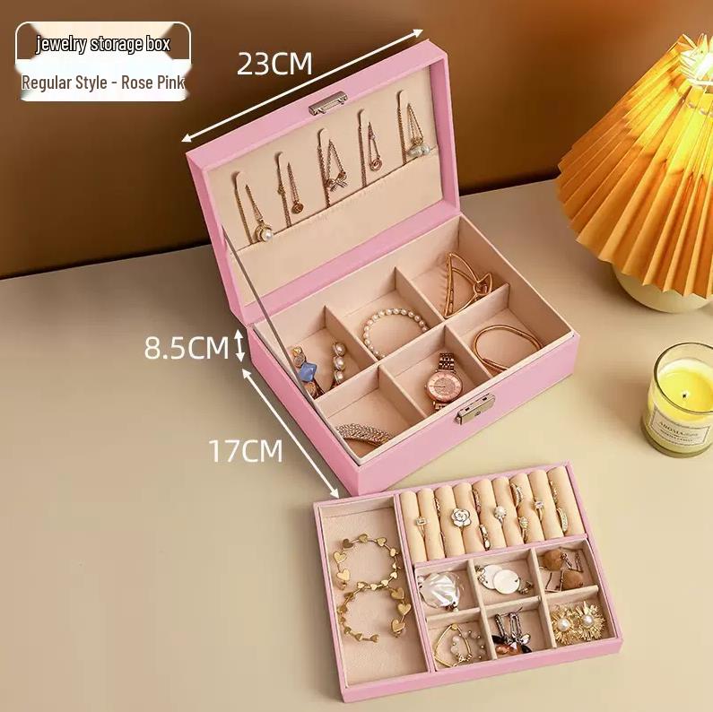 Luxurious Large-Capacity Jewelry Storage Box for Necklaces, Earrings, Bracelets, and Rings In Exquisite Gold Design.