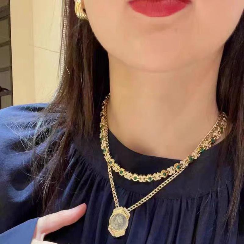 Новые роскошные 18-каратные позолоченные ожерелья для женщин с лабораторным изумрудом и цирконием, свитер, ожерелье, чокеры, винтажные ювелирные изделия в стиле ар-деко, GIF