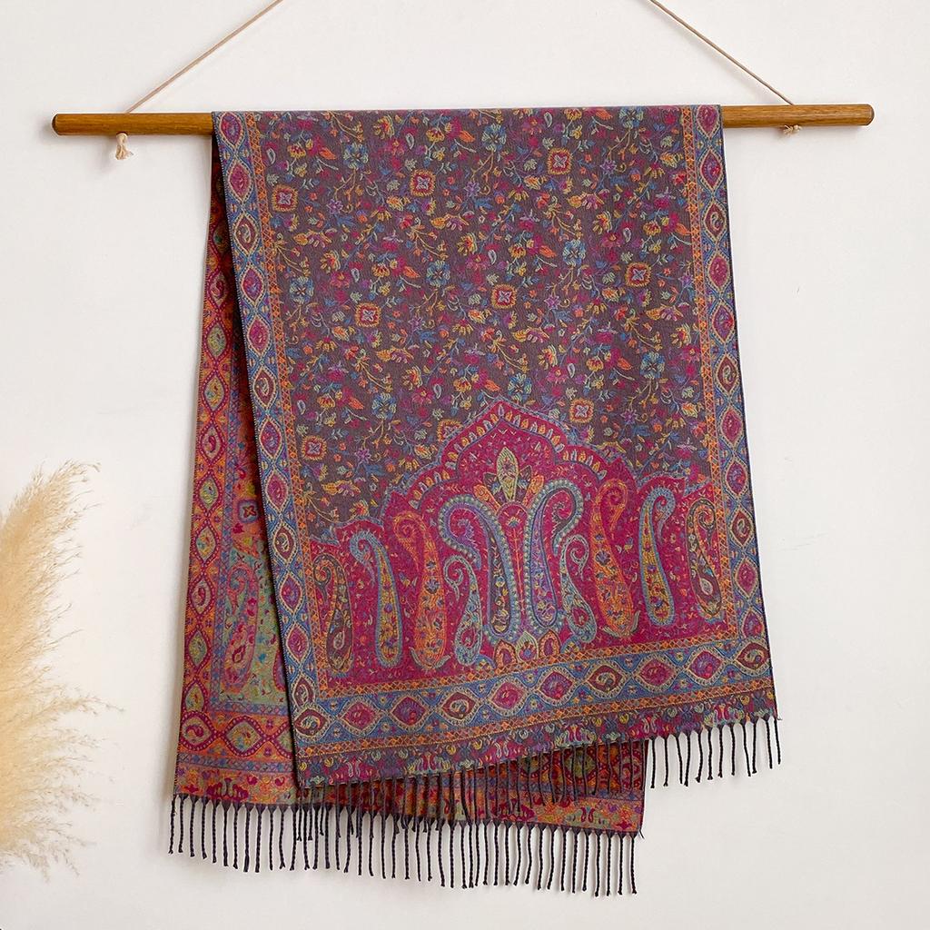 Bohemian Versatile Jacquard Cashew Ethnic Style Big Shawl Women'S Scarf Vintage Tassel