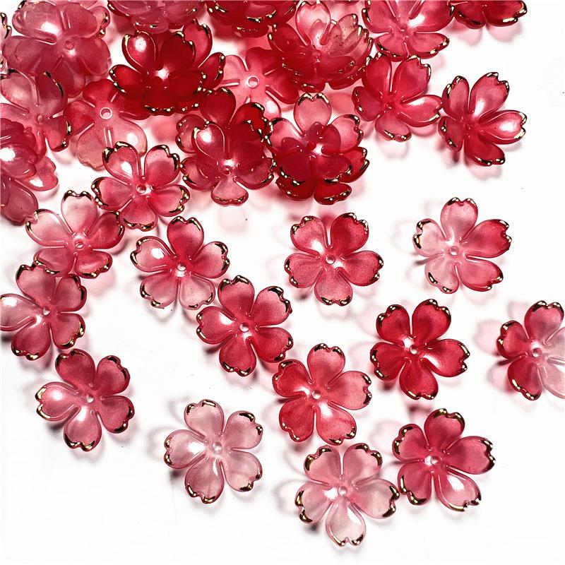 50Pcs New 19MM Acrylic Cherry Blossoms Flower Beads Petals Charm Connectors Diy Earrings Hair Jewelry Making Resin Acessories