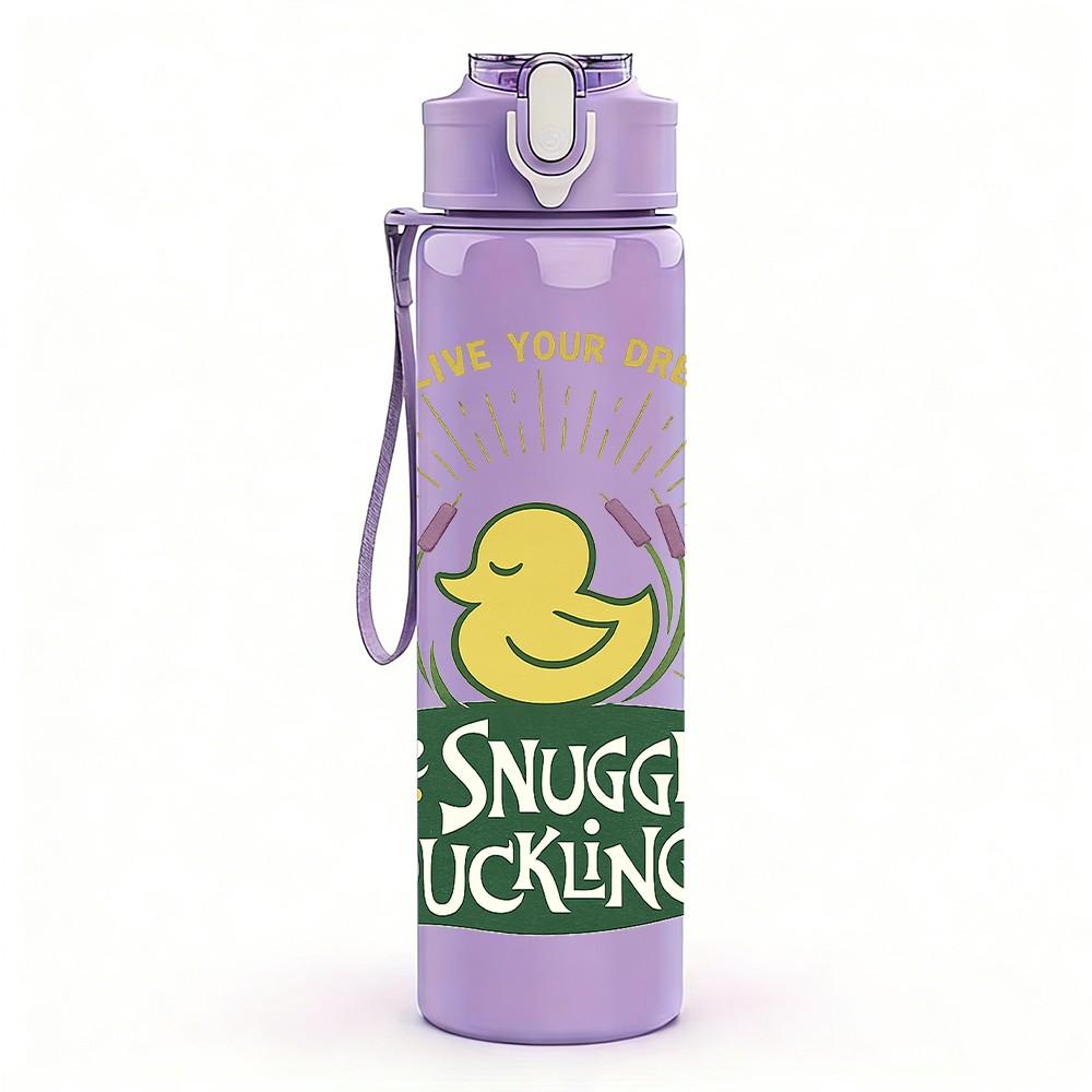 1PC The Silliest Duckling Quote Print 750ml Color Plastic Sports Water Bottle Leakproof Flip Straw Lid Suitable for Sports Office Home Use