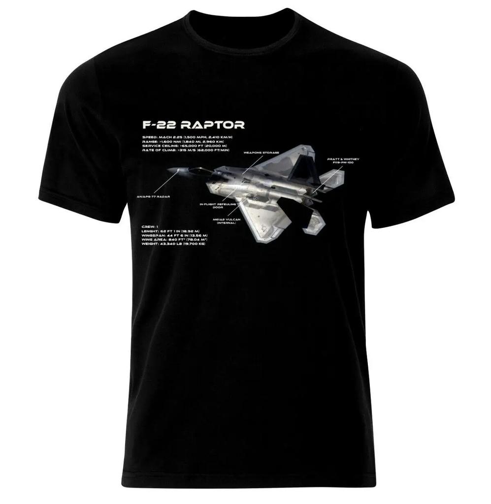 ВВС США F22 Raptor Истребитель Самолет Реактивный Чертеж Футболка Летняя Хлопок Короткий Рукав Круглый Вырез Мужская Футболка Новая S3XL