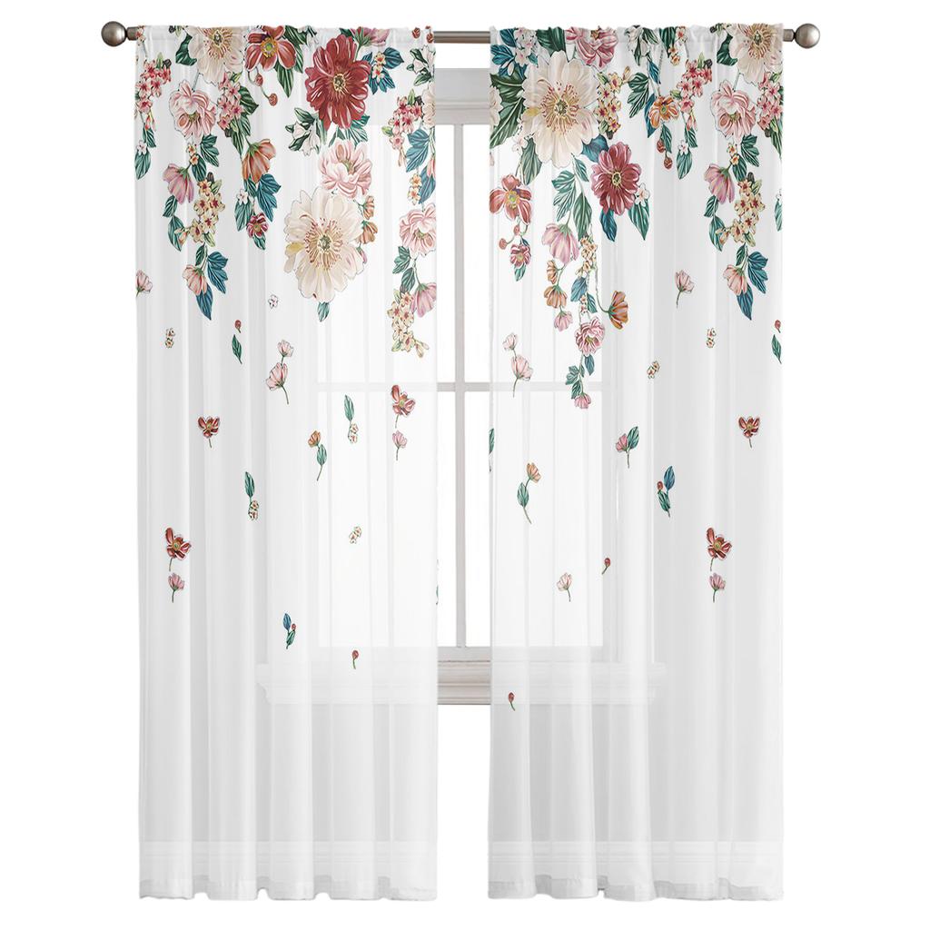 Летние растения цветы прозрачные шторы для гостиной кухни детской спальни вуаль подвесные шторы