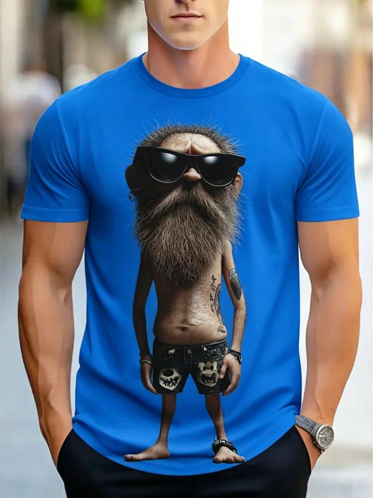 Funny Unisex Funny 3d Old Unisex Graphic Tee Cool Hipster Cartoon Character With Sunglasses Casual Streetwear Short Sleeve Tops