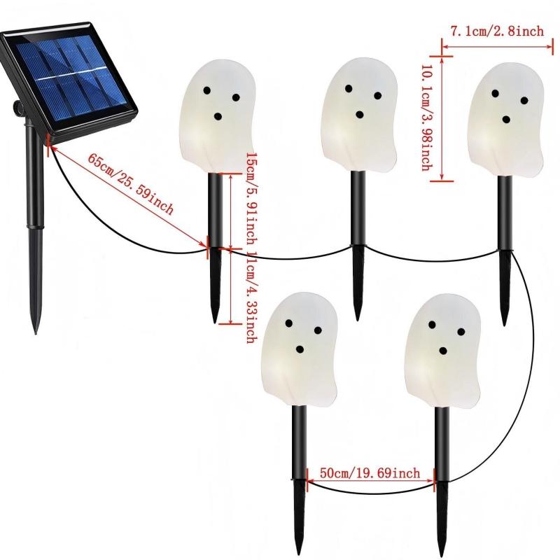 Xiaomi Halloween Outdoor Decorations 5PC/Set Solar White Ghost Garden Path LED Lights Outdoor Holiday Waterproof Lawn Holiday Lighting