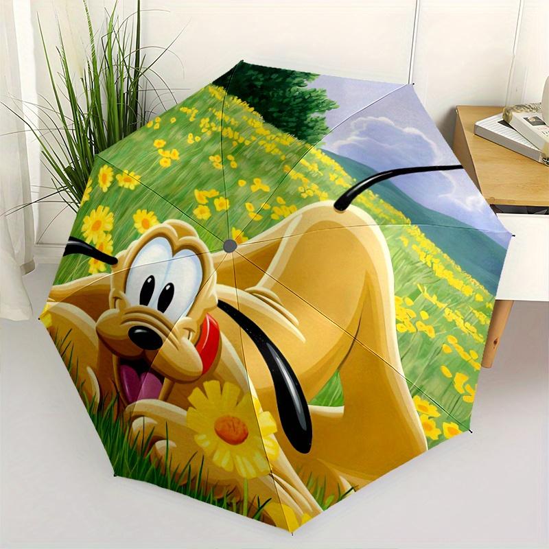 Pluto Cartoon Automatic 3-Fold Umbrella Design, Cute Cartoon Pattern, Portable Outdoor Umbrella, Perfect, Holiday Gift for Disney fans.P067