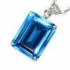 Natural Blue Topaz Pendant 91 ct Emerald Cut 925 Sterling Silver Gemstone Jewelry Gift