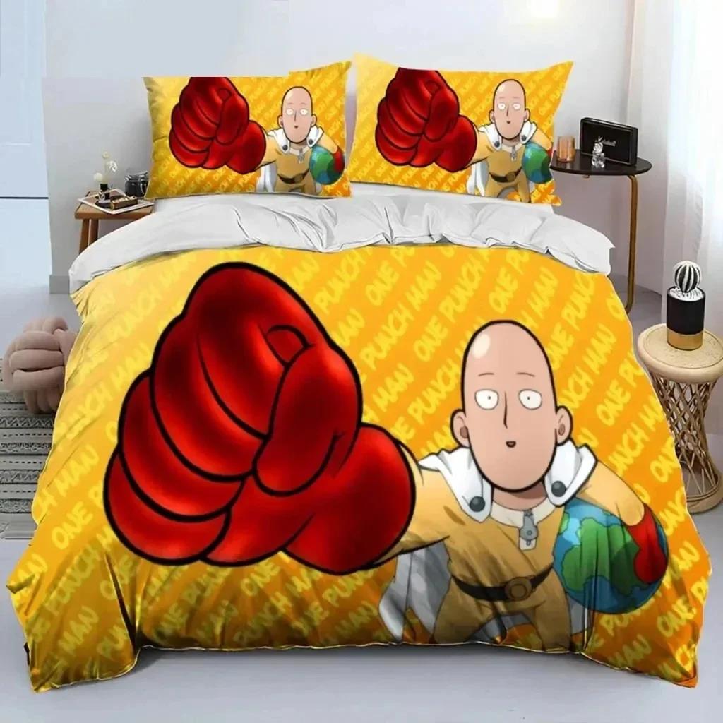 Аниме One-Punch Man Saitama Постельное белье Пододеяльник Постельный комплект Одеяло Чехол Наволочка Размер King Queen Twin Мальчики Девочки Взрослые