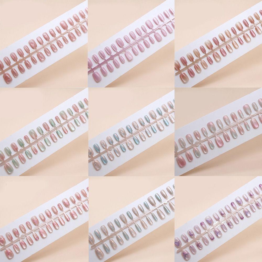 Блестящие накладные ногти Длинные квадратные типсы Модные накладные ногти Сделай сам