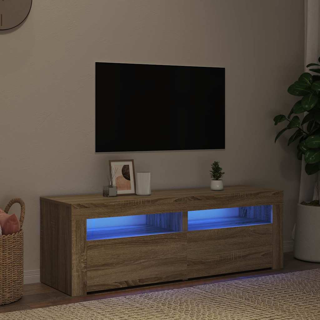 TV Cabinet with LED Lights Sonoma Oak 120 x 35 x 40 cm