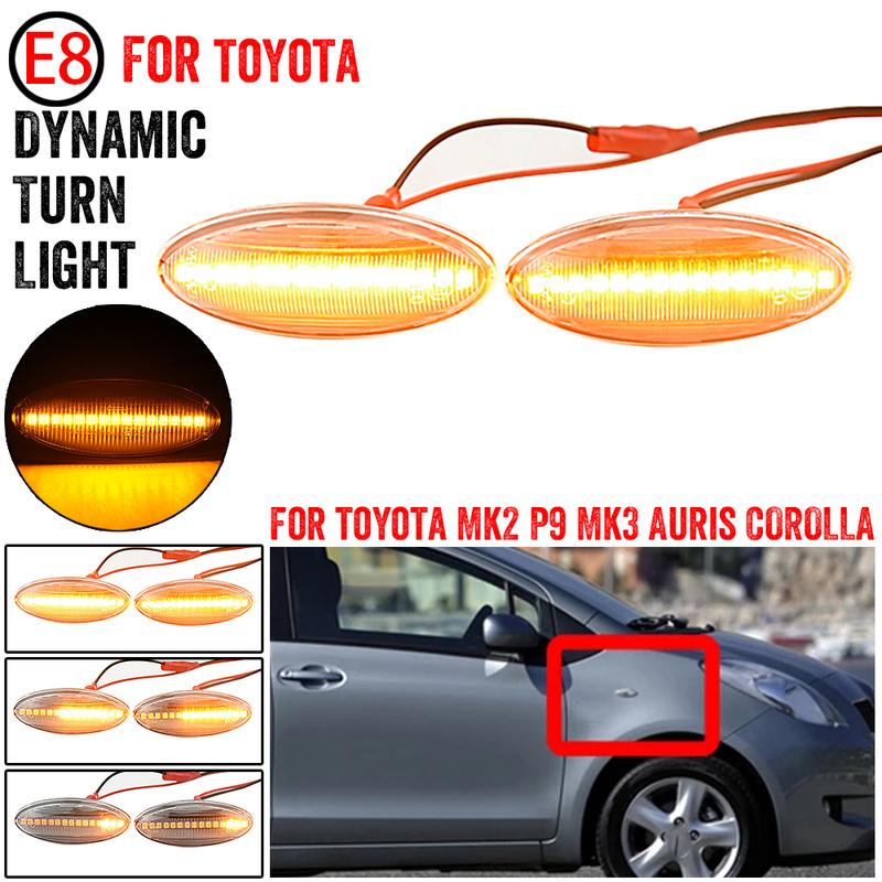 1 Pair LED Car Dynamic Side Marker Blinker Light For Toyota Yaris COROLLA Auris Mk1 E15 RAV4 Mk3 Etios Scroll Turn Signal Lamp