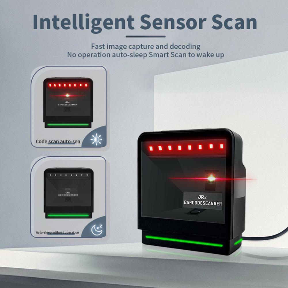 Настольный 1D 2D сканер штрих-кодов и QR-кодов, всенаправленное сканирование, проводной USB, настольный, автосенсорный сканер штрих-кодов для
