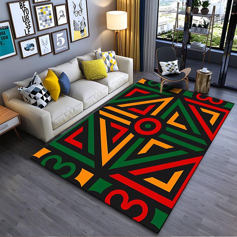 Geometric Tribal Pattern Carpet suitable as a non-slip mat for the living room or bedroom sofa