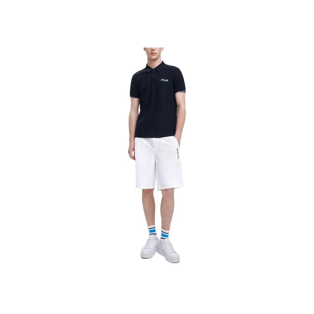 Fila Однотонная футболка-поло с коротким рукавом и логотипом бренда, мужская, черная F11M328117BBK