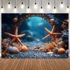 Sparkling Underwater backdrop Starfish Shells Romantic Ocean Theme Baby Shower Birthday Party Home Decor Photography Background5