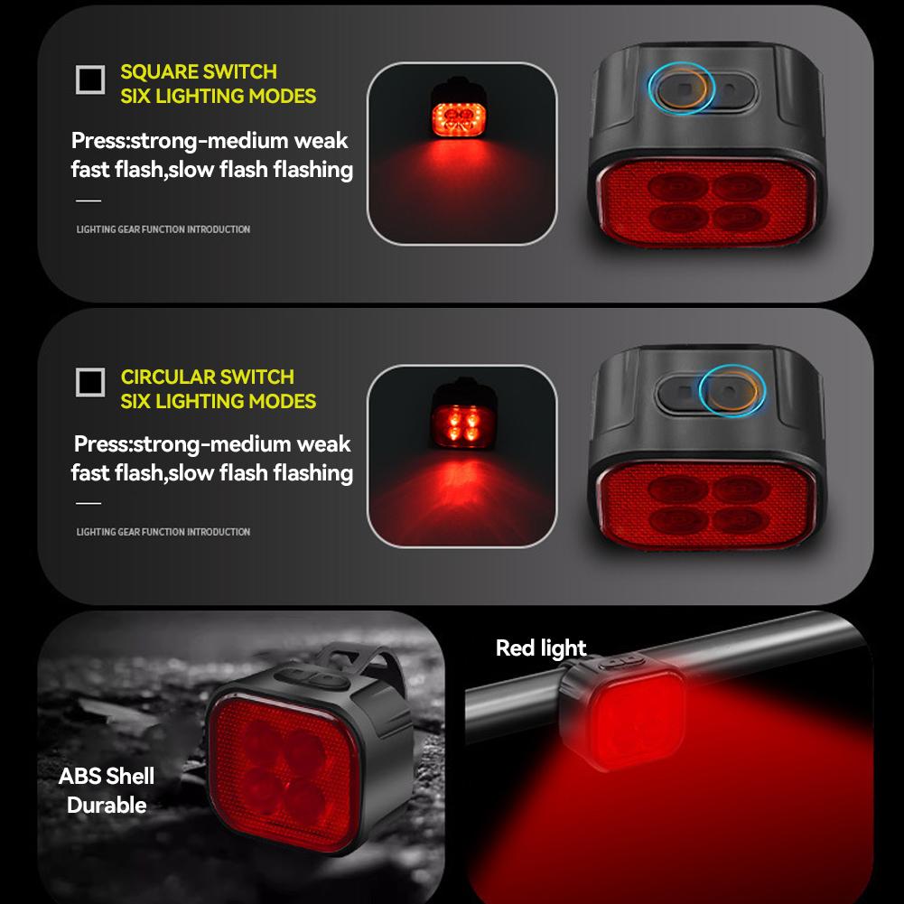 5 светодиодных ярких велосипедных фонарей, велосипедная лампа спереди и сзади, перезаряжаемая через USB для горного велосипеда, фара заднего фонаря, водонепроницаемый фонарь