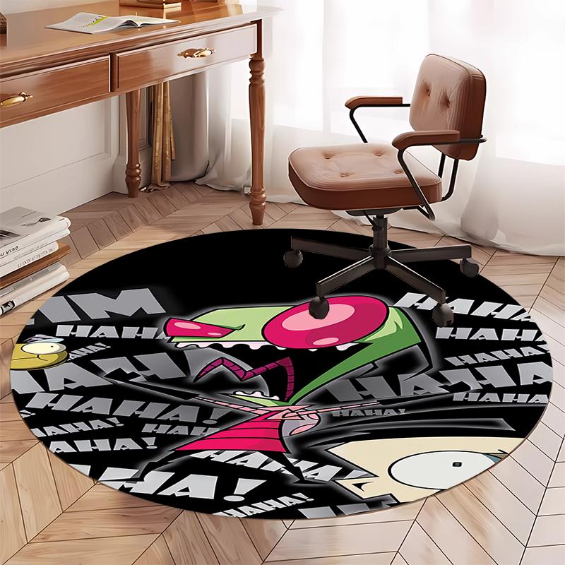 Invader Zim Printed Round Rug Carpet Chair Rug Area Rug Entryway Doormats,for Office Chair Living Room Bedroom Kitchen Room.