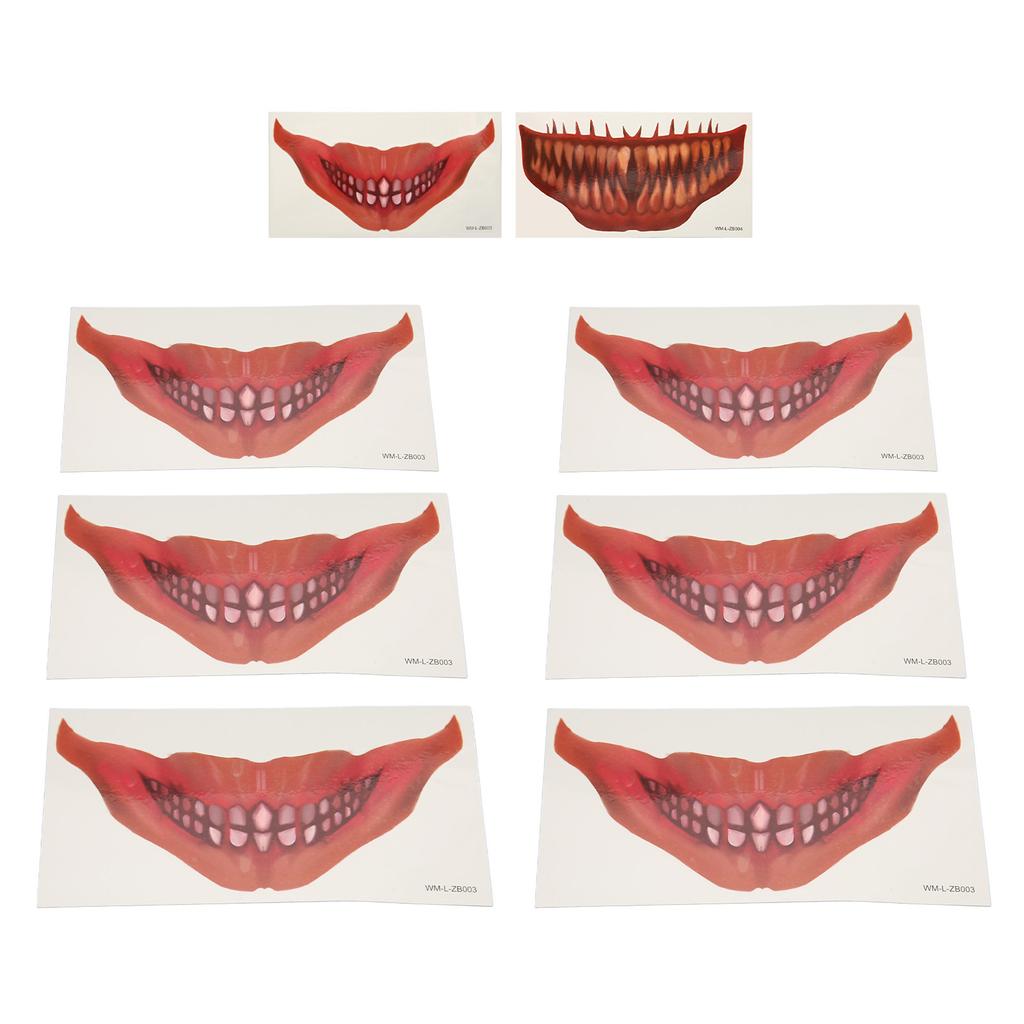 6шт большой рот татуировки наклейки страшные водонепроницаемый Sweatproof ужас временные Хэллоуин татуировки лица St