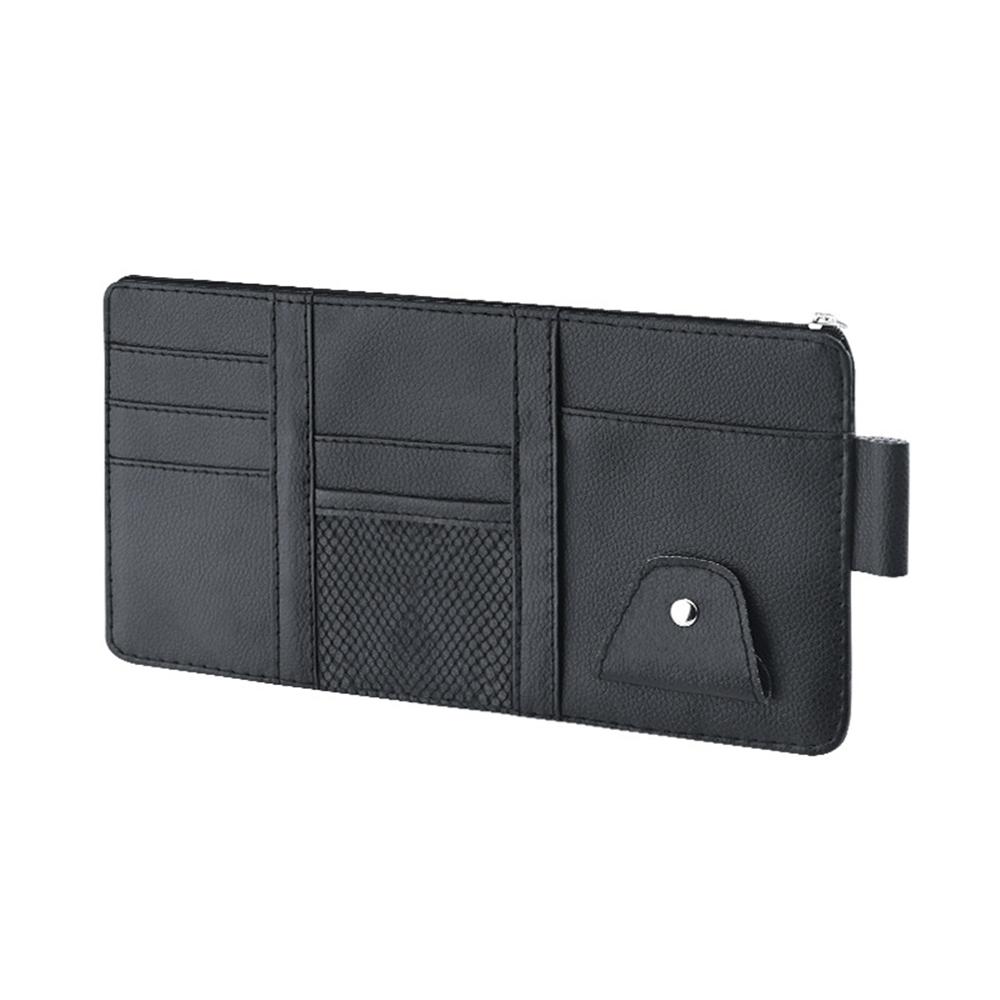 Car Leather Sun Visor Organizer Interior Pocket Pen Glasses Bag Storage Holder