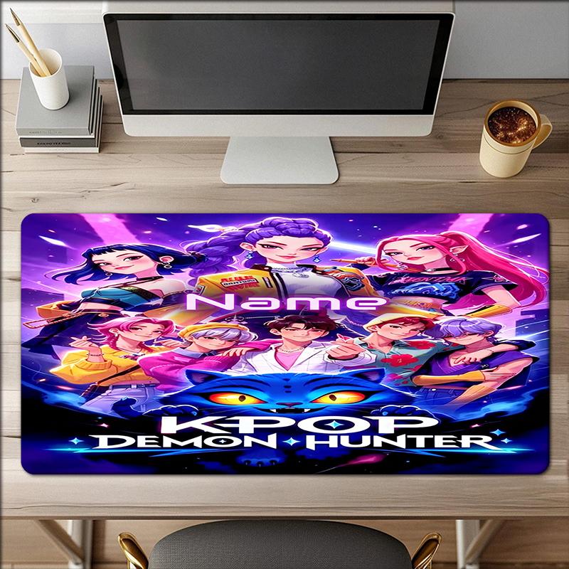 Custom Name Kpop Demon Hunters Theme Mouse Pad Non Slip Rubber Base Multifunctional Office Home Decor Perfect For Workspace Personalization