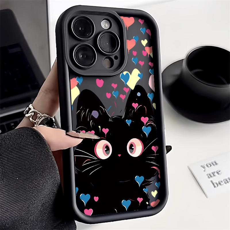Чехол для телефона Candy Color Cute Cat для iPhone 11, чехол для iPhone 13, 15, 12, 14, 16, Pro Max, XR, XS, X, 7, 8, Plus, SE, матовый противоударный чехол