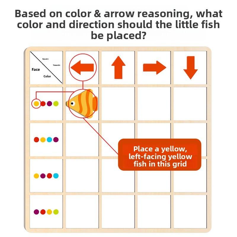 Fish Matching Wooden Toy Children Logic Skills Early Education Interactive Game