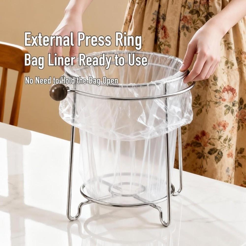 Stainless Steel Trash Bag Rack Space Saving Waste Organizer Stand Home Storage