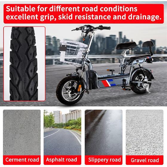 Бескамерная шина 14X2.125, Шина для электровелосипеда 14 X 2.125 с угловым ниппелем для 14-дюймового электрического складного велосипеда, электровелосипедов и электросамокатов