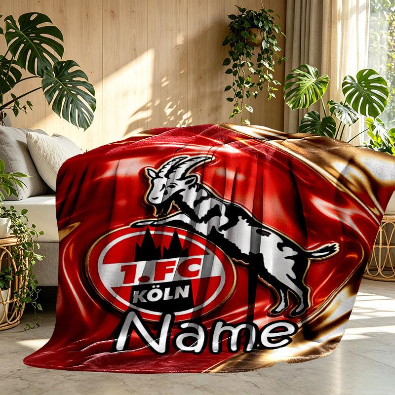 Custom Name Personalized FC Koln Print Blanket, Home Decor, Bedroom, Sofa, Camping, Couch, Gifts for Birthday Christmas