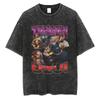 Hot Anime Demon Slayer Kokushibo Graphic Print Washed T Shirt Men Vintage Cotton Tshirts Manga Casual Tee Harajuku Male T-shirt