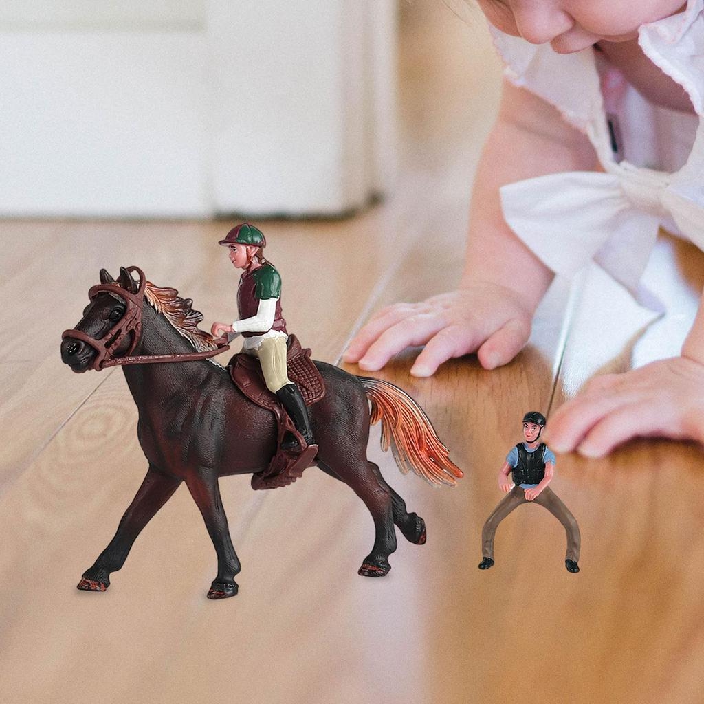 Horse Figure Animal Model PVC with Saddle Miniature Simulation Pretend Educational Toy Wildlife Statue for Party Favors Gifts