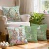 4 Pcs Green Grid Rabbit Egg Flower Single-Sided Printed Pillowcase Cushion Cover,Suitable For Living Room,Bedroom,Car Decoration