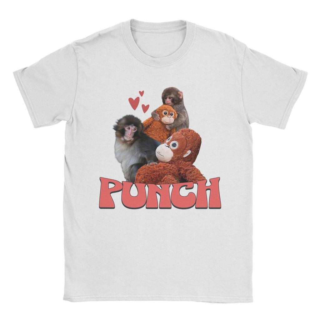New Arrival Team Punch Punch the monkey Baby Monkey Holding T Shirt for Men Women Cotton Tshirts Short Sleeve Clothes