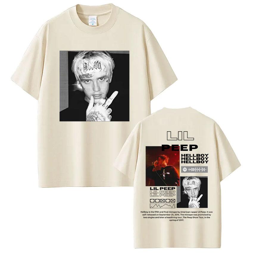 Футболка рэпера Lil Peep Hellboy Crybaby Хип-хоп Графическая футболка Унисекс Женская одежда Свободная хлопковая повседневная футболка Уличная одежда