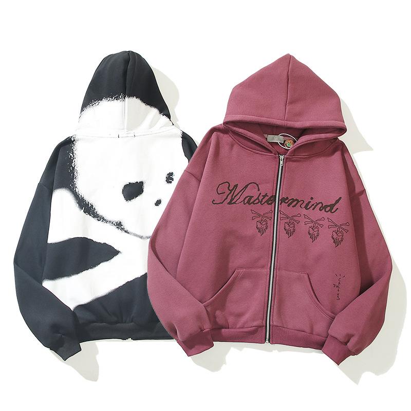 Унисекс флисовая толстовка-кардиган на молнии с принтом черепа Travis Scott