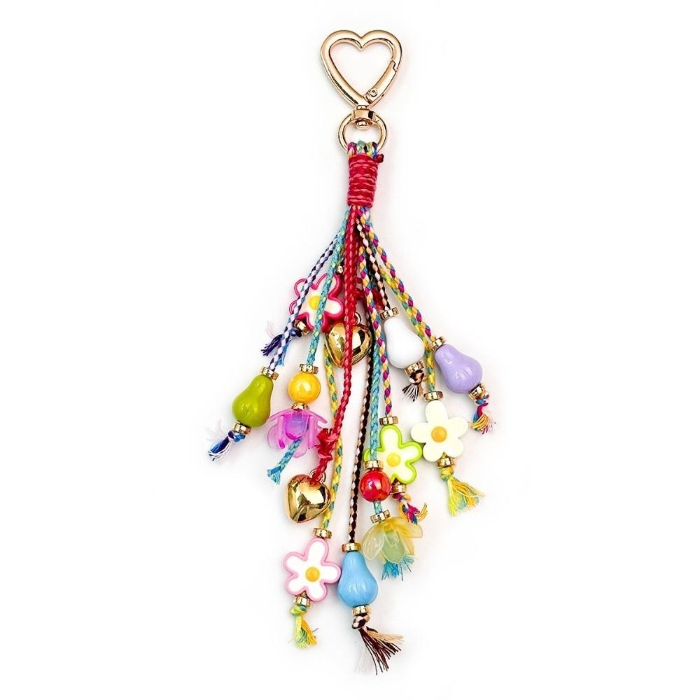 Colorful Design Flower Bag Pendant Flower Pattern Bag Charm Keychain For Bag Decoration