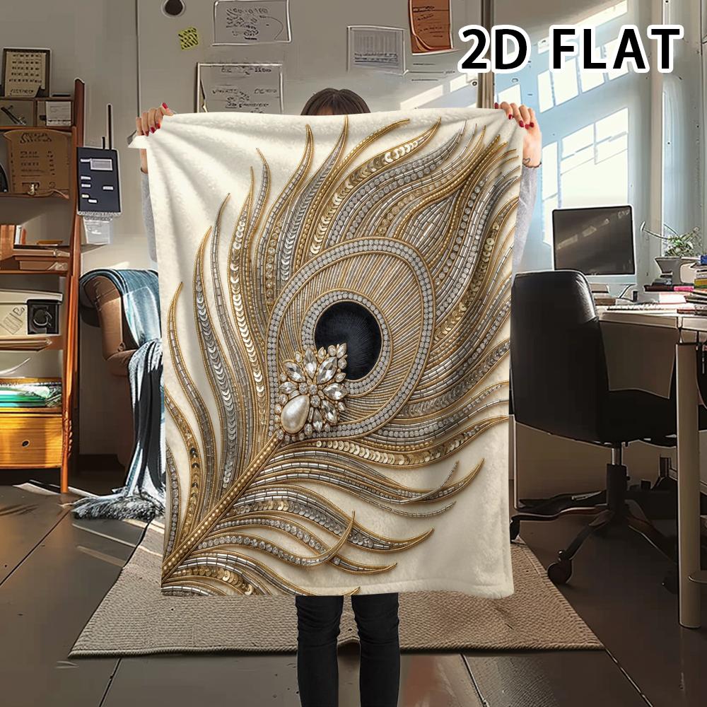 1Pc Peacock Print Flannel Blanket,High quality Comfortable for All Seasons,Home Decor,Warmth and Comfort,Perfect for Christmas Gifts