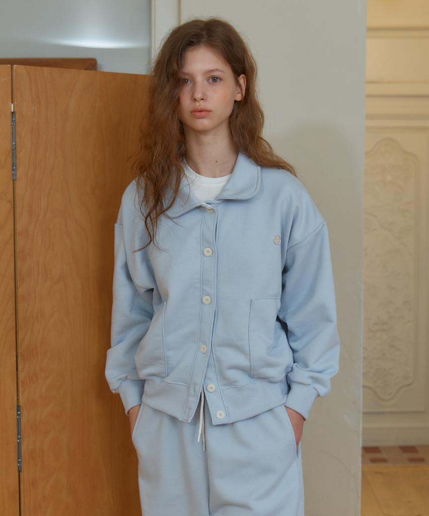 ANOETIC Anc Button Collar Sweat Cardigan_Skyblue