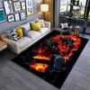 Area Rug, Norse Viking Thor Red Beard Mjolnir Hammer Fire Flames Print, Man Cave Decor, Non-Slip Mat