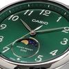 Casio Standard Moon Phase Analog Men's Watch MTP-M110D-3AV Round Face Metal Band Green
